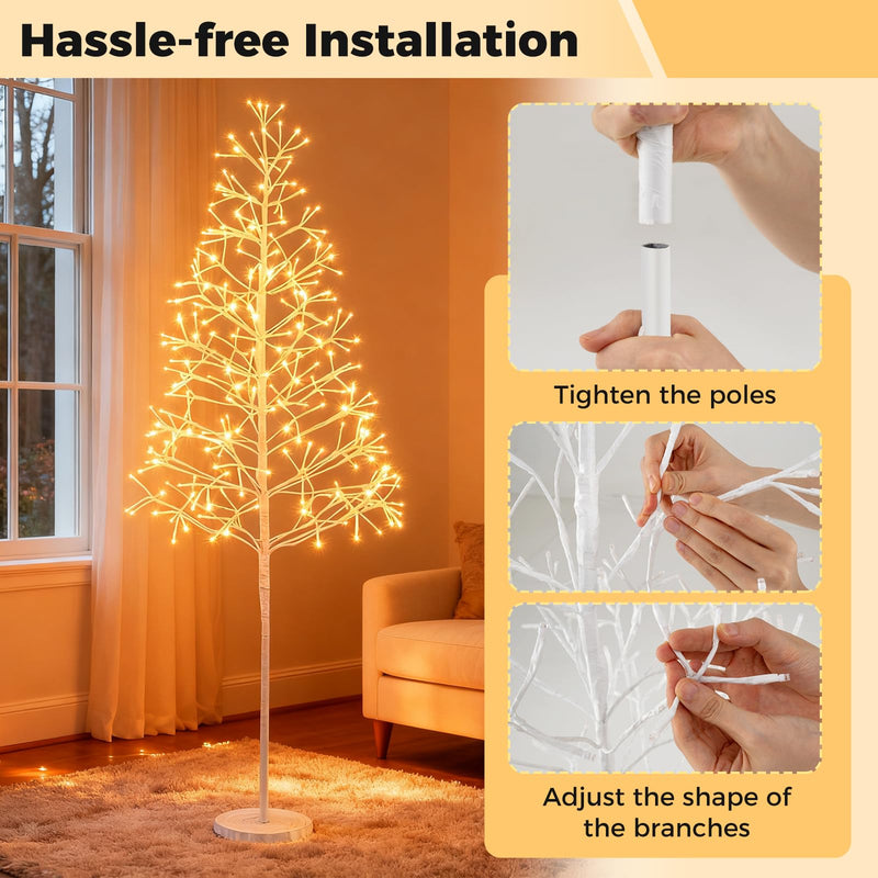 Load image into Gallery viewer, Goplus LED Birch Tree, 5/6/7 FT Pre-lit Twig Tree with Warm White Light LED Lights, Weighted Base