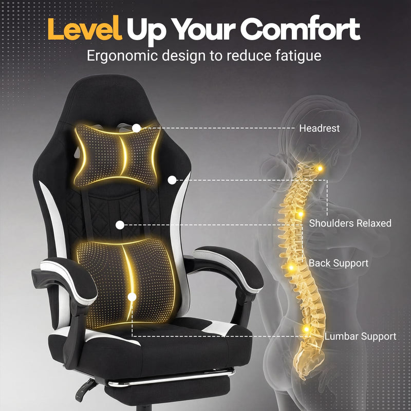 Load image into Gallery viewer, Goplus Ergonomic Gaming Chair w/Footrest Lumbar Support & Linkage Armrests