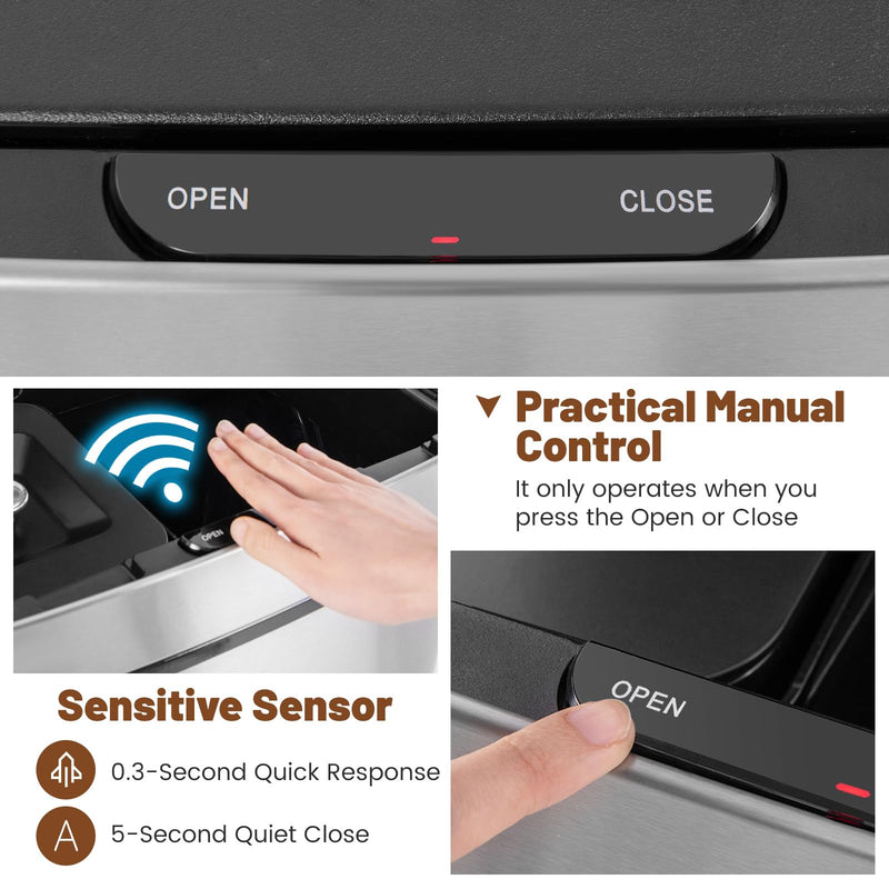 Load image into Gallery viewer, Goplus 19 Gal Stainless Steel Trash Can, 72 L Volume in 4 Containers, Motion Sensor Trash Bin