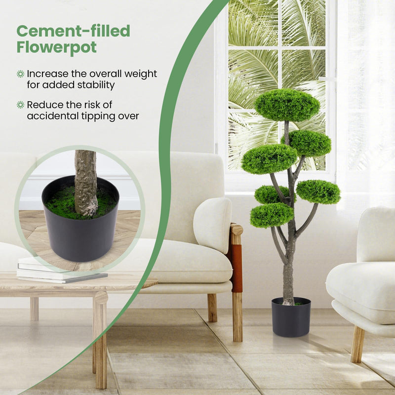 Load image into Gallery viewer, Goplus Artificial Cypress Topiary Tree, 44’’ Tall Artificial Plant, Indoor/Outdoor Topiary Trees with Cement Pot