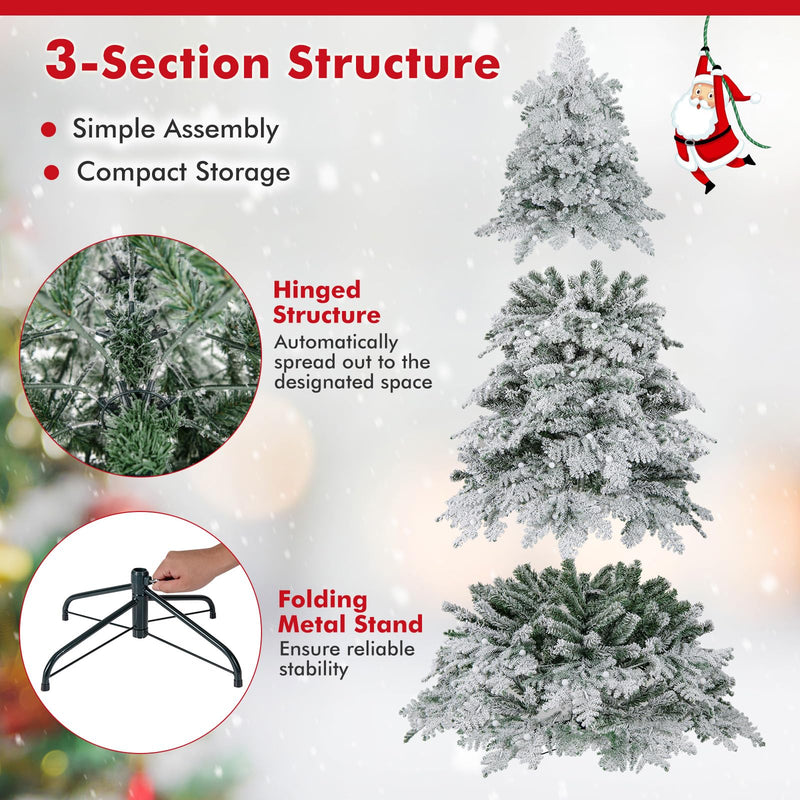 Load image into Gallery viewer, Goplus Pre-Lit Snow Flocked Christmas Tree with Mixed Branch Tips & LED Lights