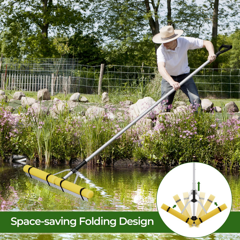 Load image into Gallery viewer, Goplus 36 Inch Pond Rake, Floating Lake Weed Rake Aluminum Collapsible Rake W/ Extension Handle