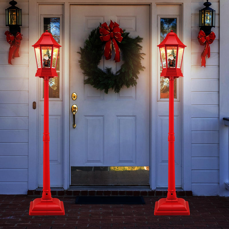 Load image into Gallery viewer, Goplus 2-in-1 Musical Lamp Post & Snow Globe Lantern (Snowing Santa)