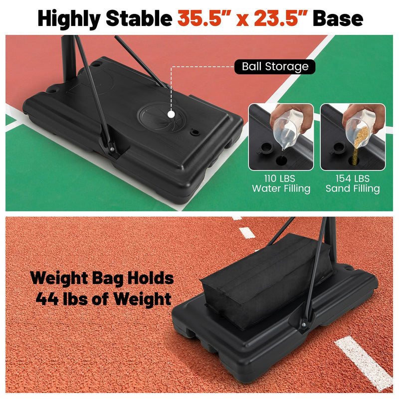 Load image into Gallery viewer, Goplus 4.4-10 ft Adjustable Basketball Hoop Outdoor w/ 44" Shatterproof Backboard & Weight Bag