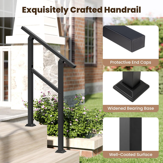 Goplus Metal Hand Rail Fits 0-2 Steps with Flexible Angle Adjustment