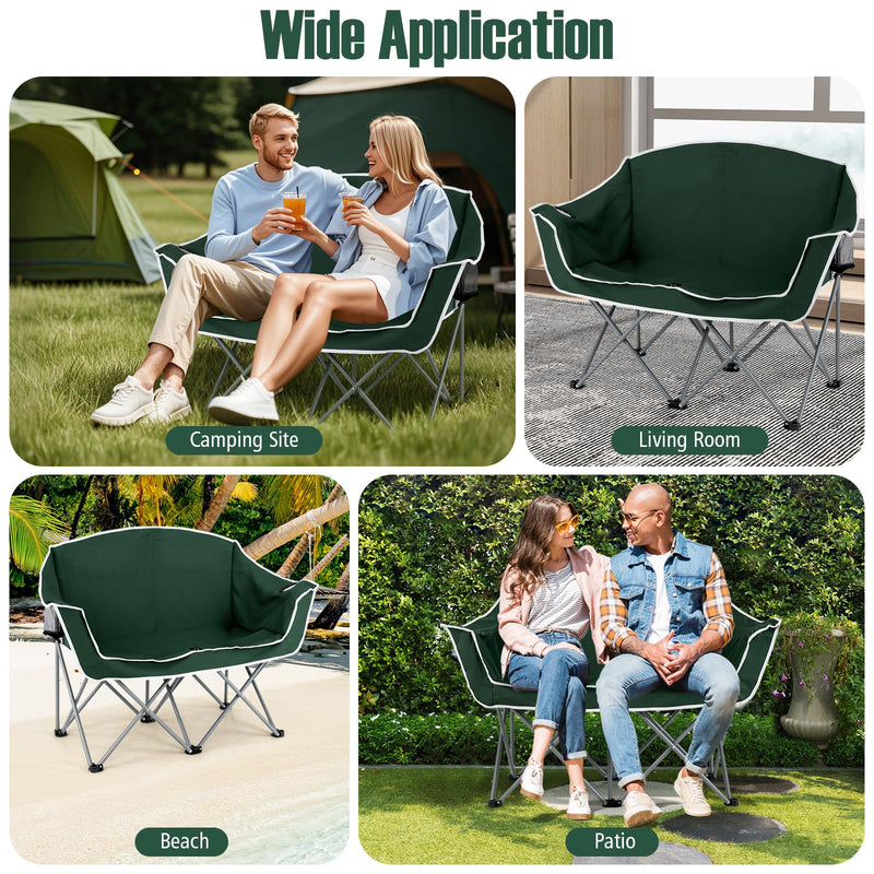 Load image into Gallery viewer, Goplus Folding 2-Person Couch w/2 Cup Holders Dual Back Pockets