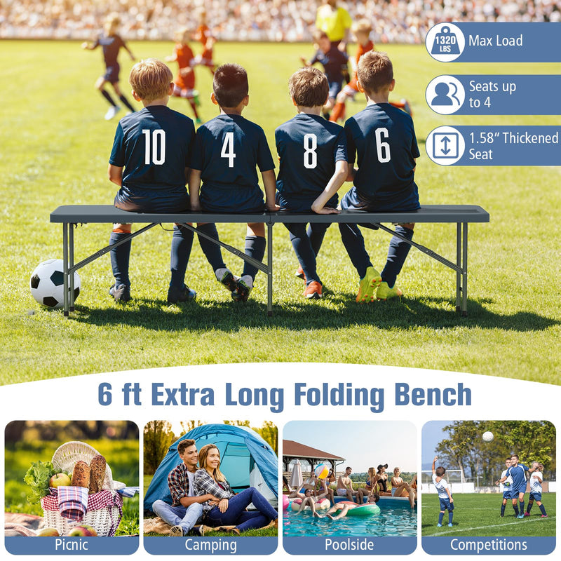 Load image into Gallery viewer, Goplus 6 Feet Plastic Folding Bench, Portable Foldable Bench Seat with 1320 LBS Capacity