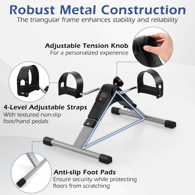 Load image into Gallery viewer, Goplus Folding Pedal Exerciser, Under Desk Mini Exercise Bike for Arm & Leg Workout