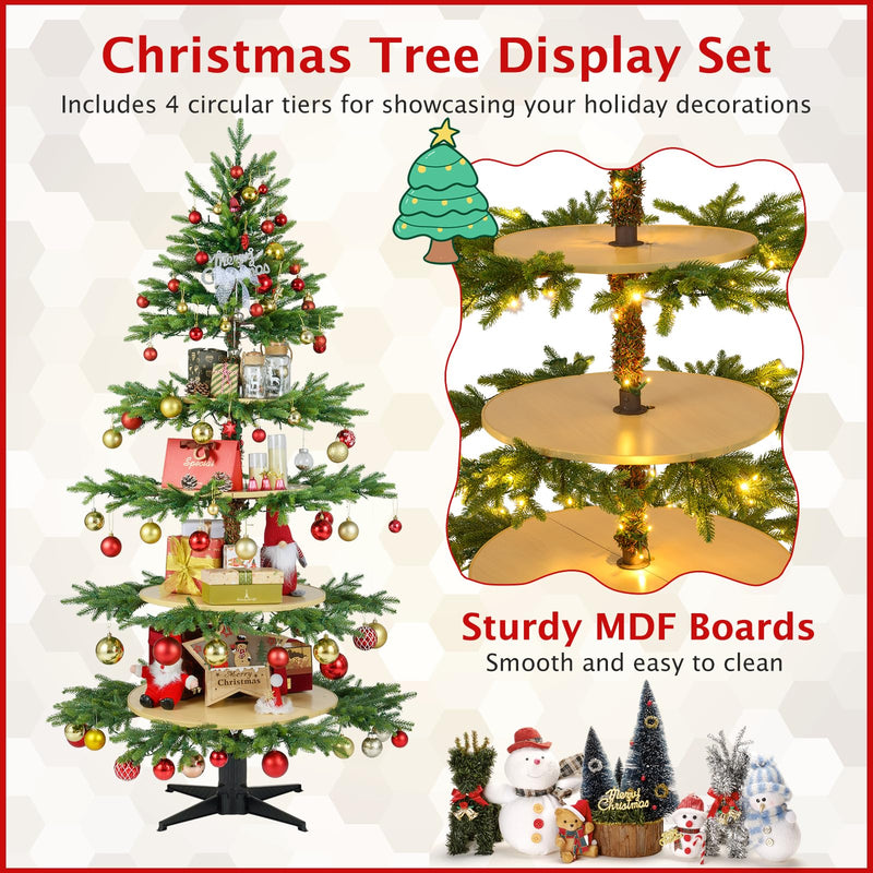 Load image into Gallery viewer, Goplus 6.4 FT Pre-Lit Artificial Christmas Tree with 360° Rotatable Base
