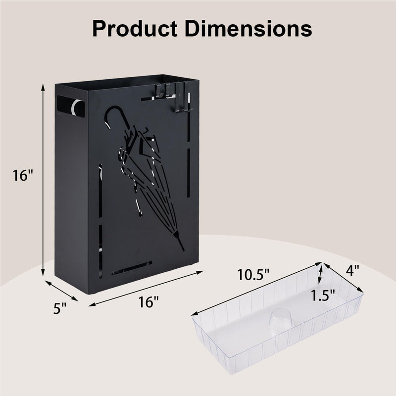 Load image into Gallery viewer, Goplus Metal Umbrella Stand with Removable Drip Tray and 4 Hanging Hooks