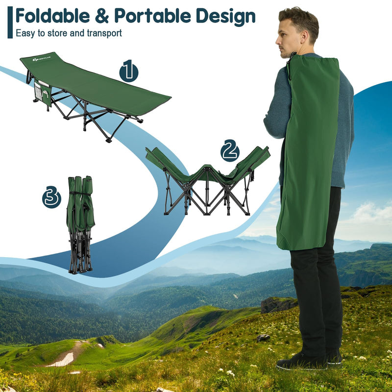 Load image into Gallery viewer, Goplus Folding Camping Cot, 27.5" Sleeping Cot for Adults with Carry Bag, 600LBS Weight Capacity