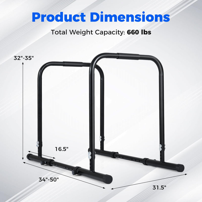 Load image into Gallery viewer, Goplus Adjustable Dip Bar Heavy Duty Parallette Push Up Stand with 660 LBS Capacity