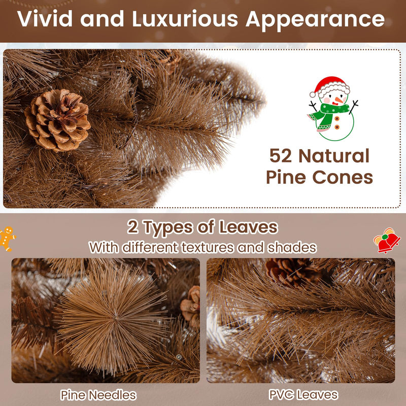 Load image into Gallery viewer, Goplus 6 FT Pre-Lit Chocolate-Color Xmas Tree with 493 Pine Needles & PVC Tips