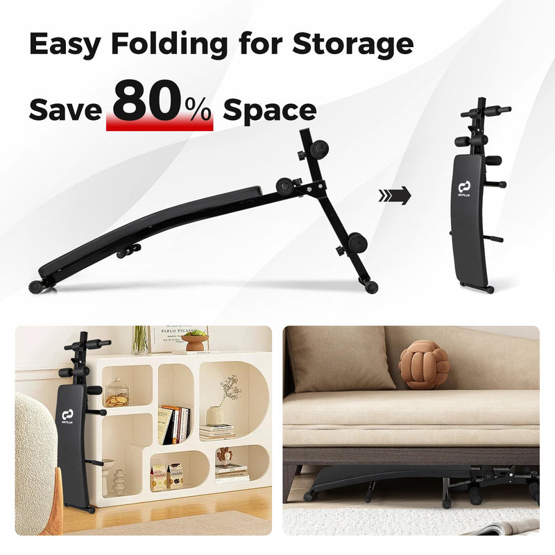 Load image into Gallery viewer, Goplus Adjustable Decline Sit Up Bench for Exercise, Foldable Curved Slant Bench with High Density Foam Cushioned Seat