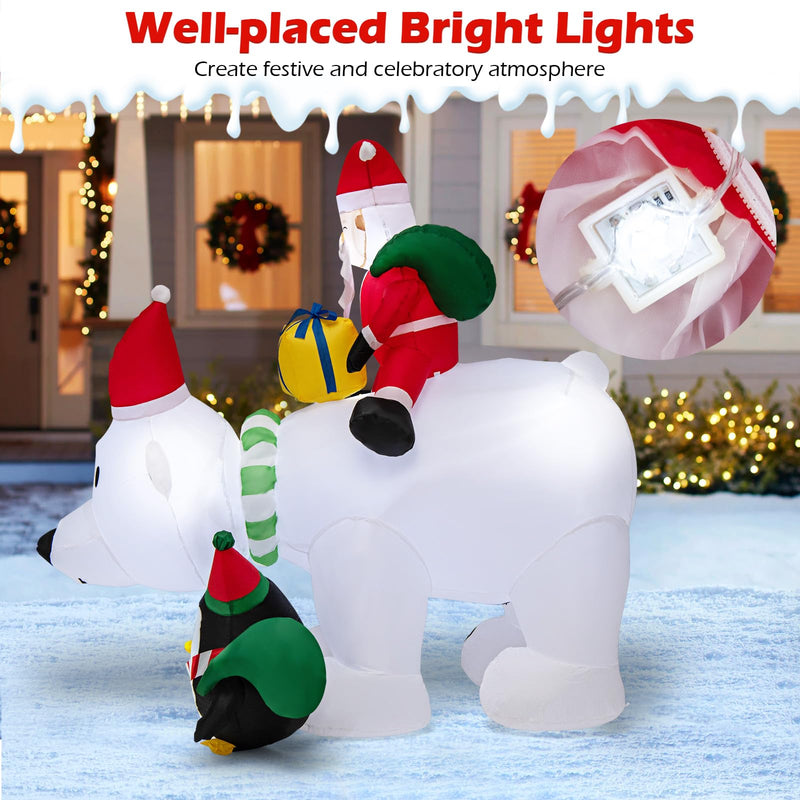 Load image into Gallery viewer, Goplus 7FT Christmas Inflatables, LED Lighted Xmas Inflatable Polar Bear with Shaking Head, Santa & Penguin