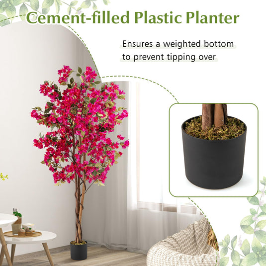 Goplus 6 FT Bougainvillea Artificial Tree Artificial Plants for Indoor Decor