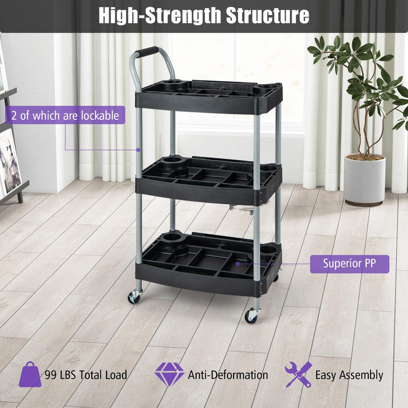 Load image into Gallery viewer, Goplus 3-Tier Rolling Tool Cart, Mobile Service Cart with Storage Compartment
