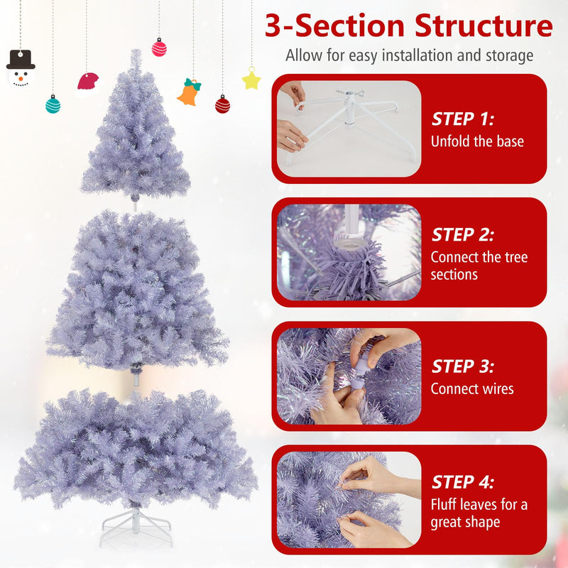 Load image into Gallery viewer, Goplus 6FT / 7.5FT Pre-Lit Tinsel Christmas Tree with Warm White LED Lights