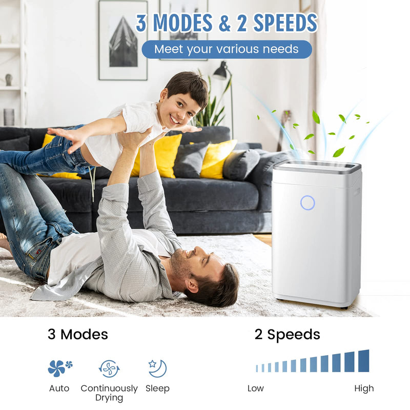 Load image into Gallery viewer, 60 Pints Dehumidifier Rooms up to 4000 Sq. Ft, with 3 Modes, 3-Color Digital Display, 1.7 Gallon Water Tank