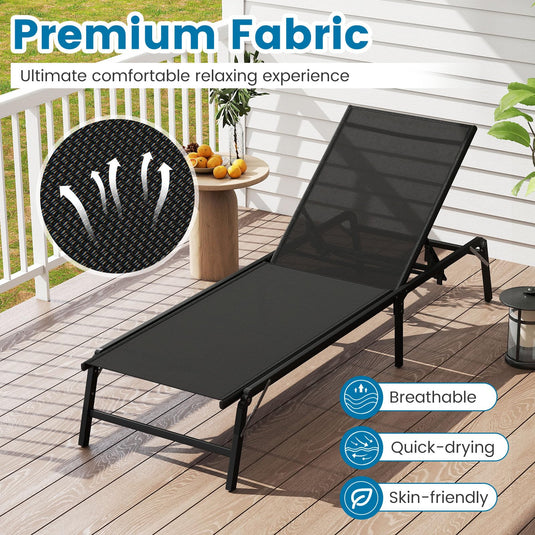 Goplus Patio Chaise Lounge Chairs with 5-position Adjustable Backrest