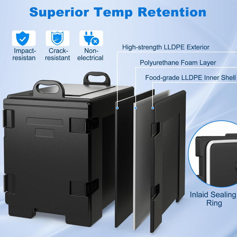 Load image into Gallery viewer, Goplus Insulated Food Pan Carrier, 82 Qt LLDPE Hot Box w/5 Full-Size Food Pans, Double Buckles