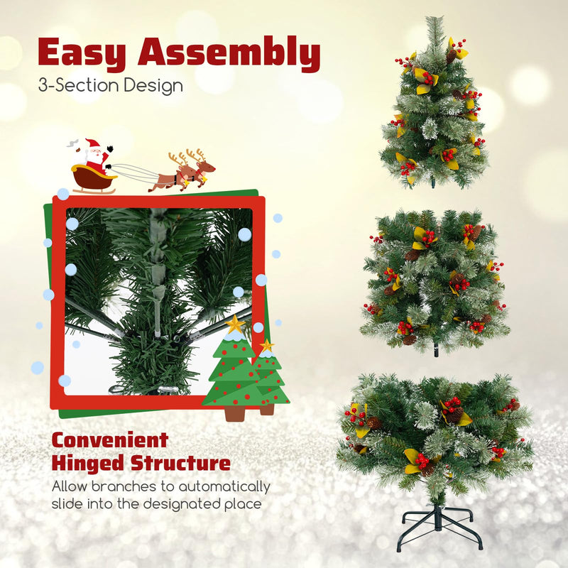 Load image into Gallery viewer, Goplus 5ft Pre-Lit Artificial Christmas Tree, Hinged Xmas Tree with 453 PVC & Pine Needles