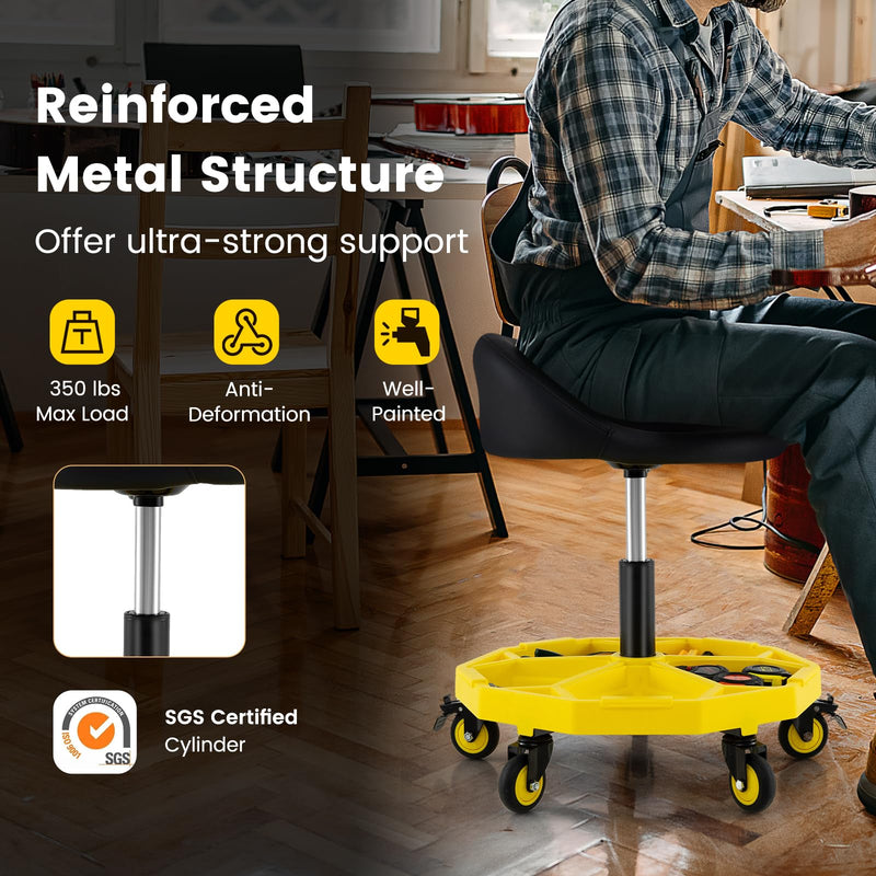 Load image into Gallery viewer, Goplus 20”-25” Height Adjustable Mechanic Stool w/Magnetic Tool Tray