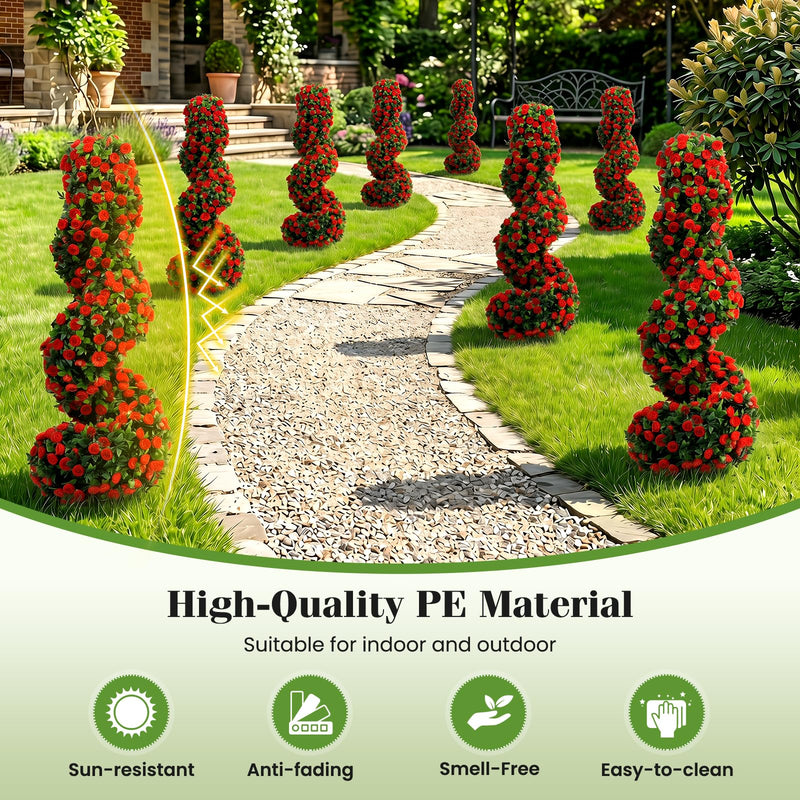 Load image into Gallery viewer, Goplus 3FT Realistic Fake Rose Bushes Outdoor Faux Plants with Sun Protection & Ground Spikes Set of 2