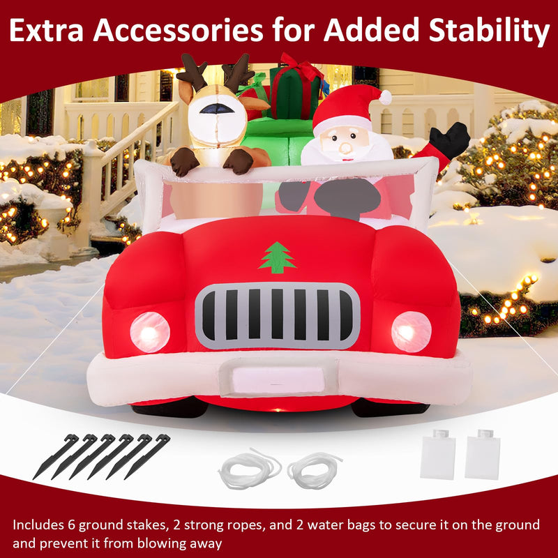 Load image into Gallery viewer, Goplus 7.7 FT Long Lighted Xmas Inflatable Santa Claus & Reindeer Driving Red Car Gift Boxes