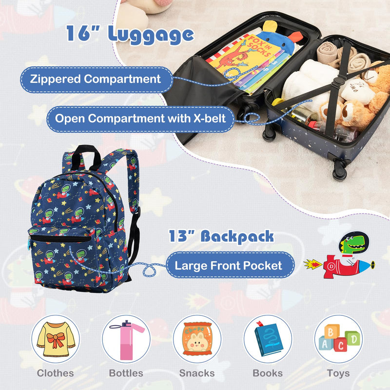Load image into Gallery viewer, Goplus 5 Piece Kid’s Luggage Set, 15” Carry on Suitcase w/13” Backpack, Neck Pillow, Lunch Bag