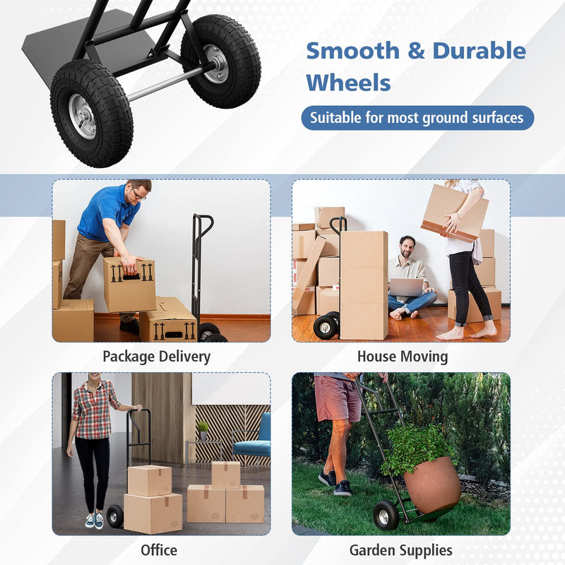 Load image into Gallery viewer, Goplus P-Handle Hand Truck, High Back Sack Barrow with 10" Wheels, Built-in Double Bearings and Foldable Load Plate