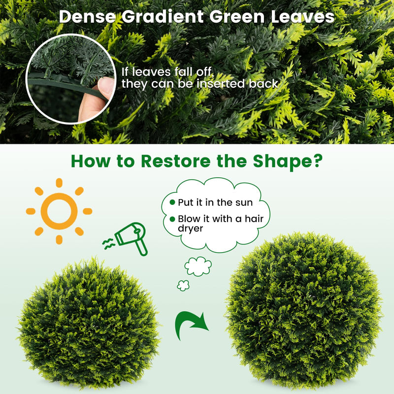 Load image into Gallery viewer, Goplus 2 PCS 22 Inch Artificial Cedar Topiary Ball, Round Faux Cypress Balls Outdoor, Fake Plant Sphere