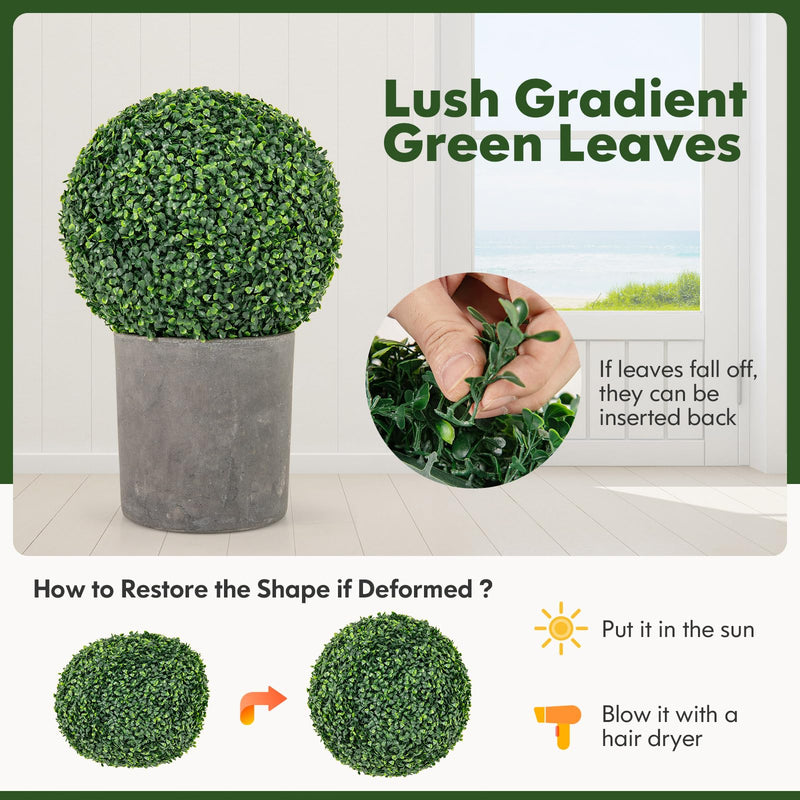 Load image into Gallery viewer, Goplus 2 PCS 16 Inch Artificial Plant Topiary Ball, Round Faux Boxwood Balls Outdoor, Wedding and Home Décor
