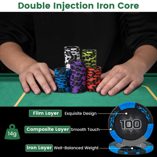 Goplus Poker Chip Set, 300 PCS/500 PCS 14 Gram Clay Poker Chips