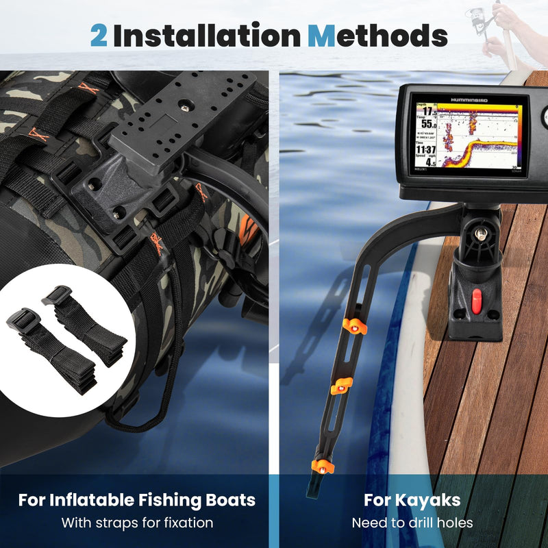 Load image into Gallery viewer, Goplus Fishing Float Tube Accessories, 360° Rotatable Fish Finder Holder w/ Mount Bracket