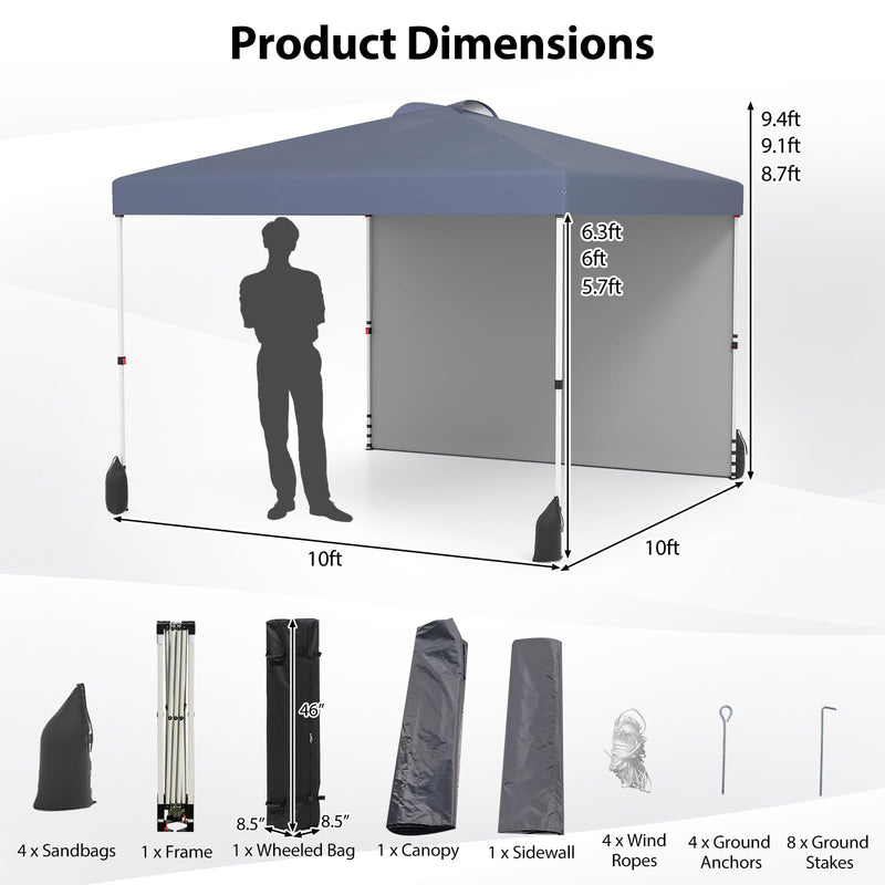 Load image into Gallery viewer, Goplus 10 x 10 Pop Up Canopy with 1 Sidewall and Wheeled Bag