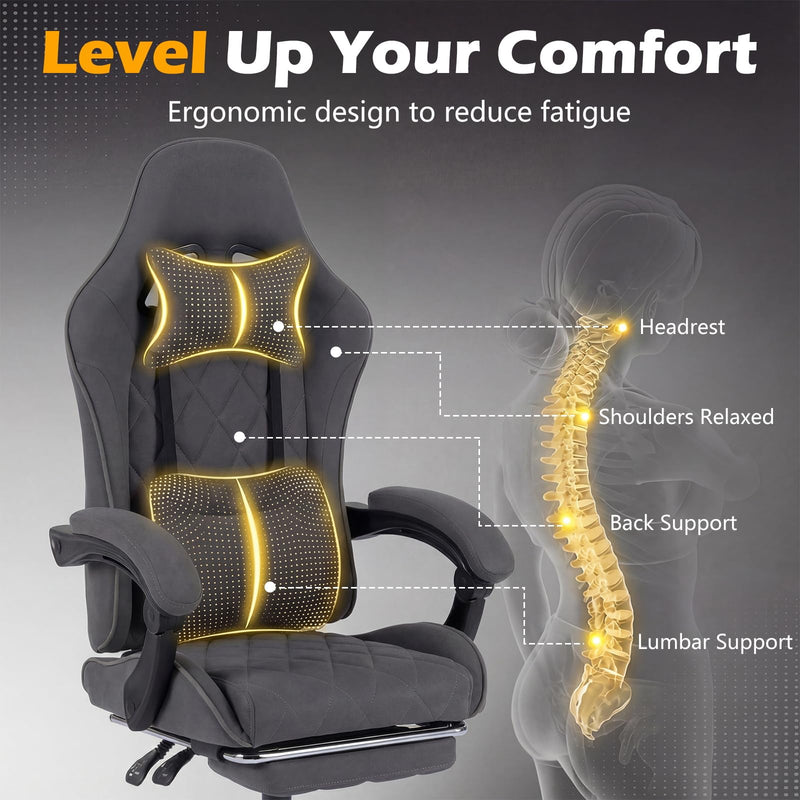 Load image into Gallery viewer, Goplus Ergonomic Gaming Chair with Linkage Armrests & Detachable Headrest for Home Office