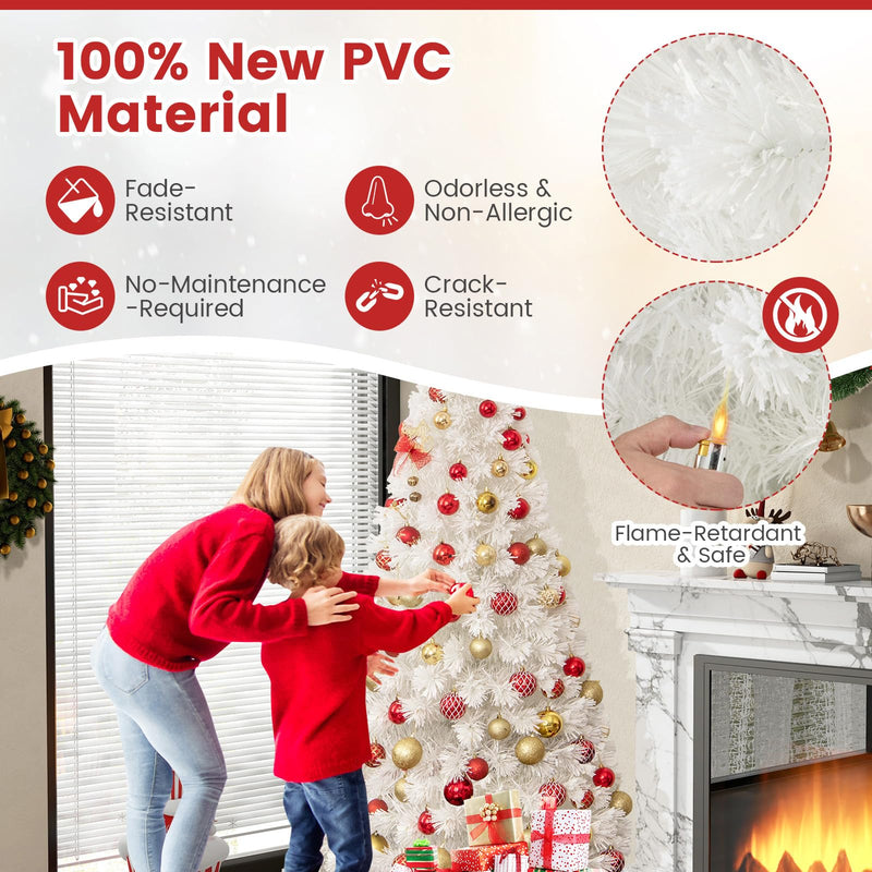 Load image into Gallery viewer, Goplus 6ft/7ft Pre-Lit White Snow Flocked Artificial Christmas Tree