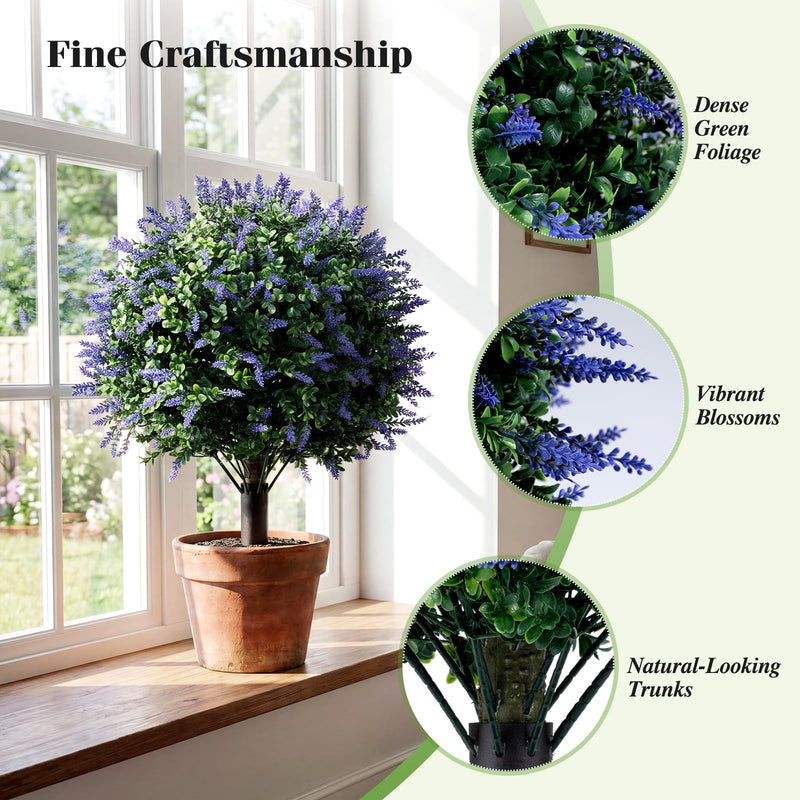 Load image into Gallery viewer, Goplus 2 Pack Artificial Lavender Boxwood Topiary Ball Trees 27.5" Faux Floral Shrubs