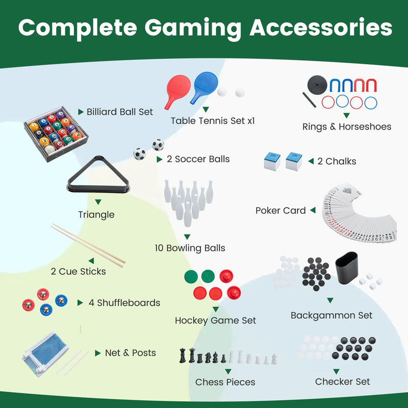 Load image into Gallery viewer, Goplus 12-in-1 Multi Game Table, Combo Game Table w/Foosball, Billiard, Table Tennis, Air Hockey, Bowling, Shuffleboard, Checkers, Chess, Backgammon