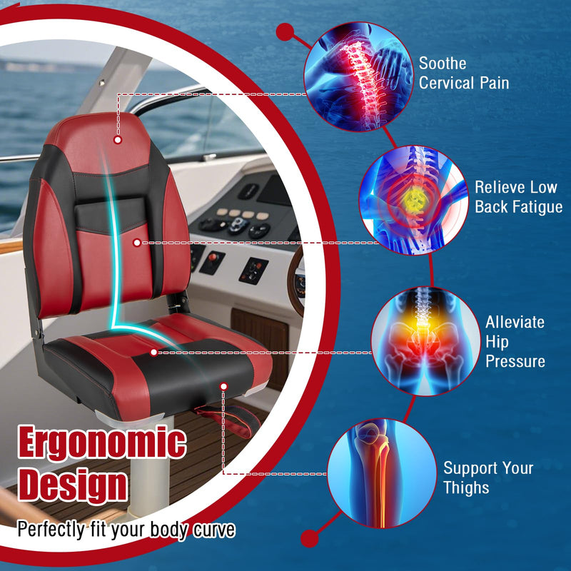 Load image into Gallery viewer, Goplus 2 Pieces High Back Folding Boat Seat Set with Sponge Cushion