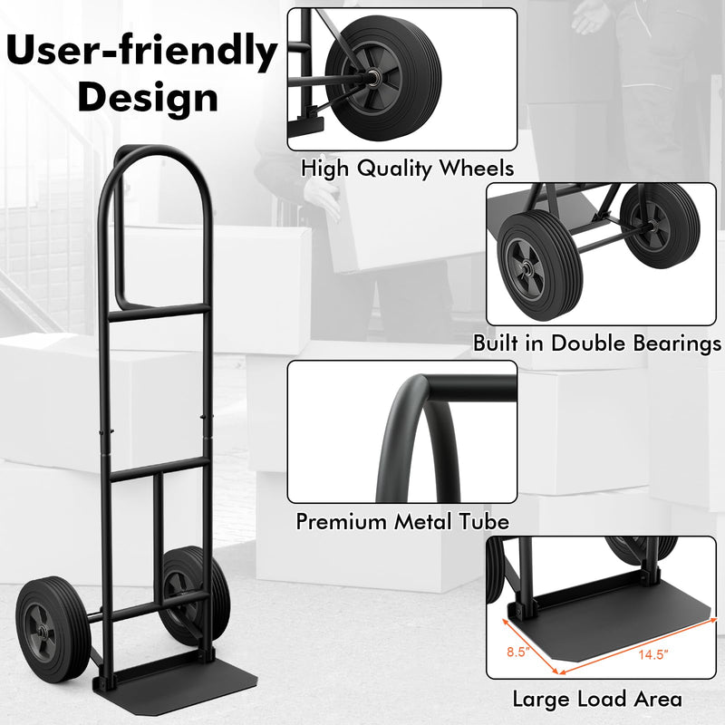 Load image into Gallery viewer, Goplus P-Handle Hand Truck, High Back Sack Barrow with 10" Wheels, Built-in Double Bearings and Foldable Load Plate