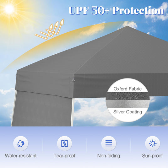 Goplus 9.2x14 FT Pop Up Canopy with 2 Sidewalls Easy Up Outdoor UPF50+ Patio Canopy w/Adjustable Slant Legs
