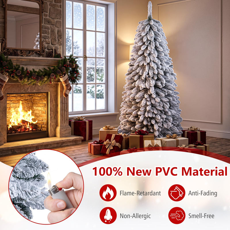 Load image into Gallery viewer, Goplus 6ft/7ft Pop Up Snow Flocked Christmas Tree | Easy Setup for Small Space Porch Corner