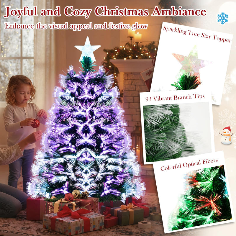 Load image into Gallery viewer, Goplus 3 FT Pre-Lit Fiber Optic Christmas Tree with Slow-Flashing Multicolored Optical Fibers