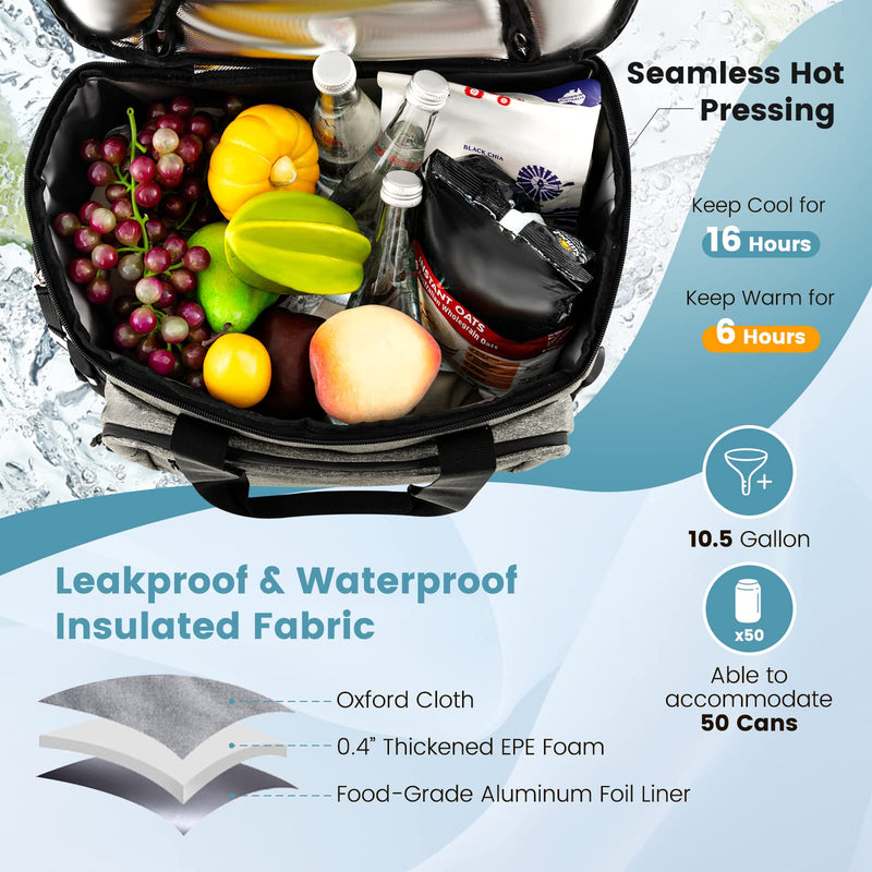 Load image into Gallery viewer, Goplus 50-Can Collapsible Rolling Cooler, 3-in-1 Portable Insulated Soft Cooler Bag w/Movable Wheels