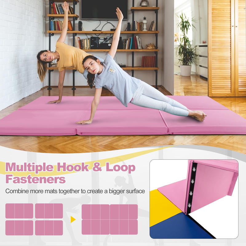 Load image into Gallery viewer, Goplus 6’ x 2’ x 2" Thick Tri-Fold Exercise Tumbling Mat w/Carrying Handles