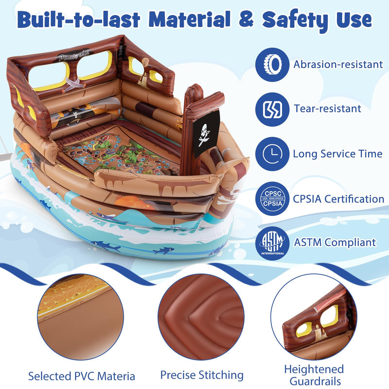 Load image into Gallery viewer, Goplus Inflatable Pirate Ship, Blow up Playscape with Built in Motor