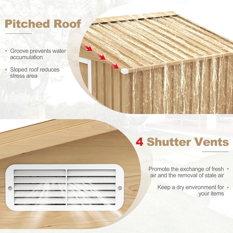 Load image into Gallery viewer, Goplus 8' x 6' Woodgrain Outdoor Storage Shed, Galvanized Metal Tool House Organizer w/Base Floor, 4 Vents