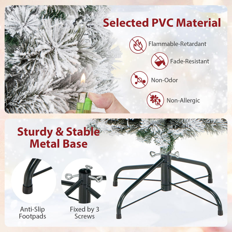 Load image into Gallery viewer, Goplus Pre-Lit Snow Flocked Pencil Christmas Tree for Home Office Holiday Decor